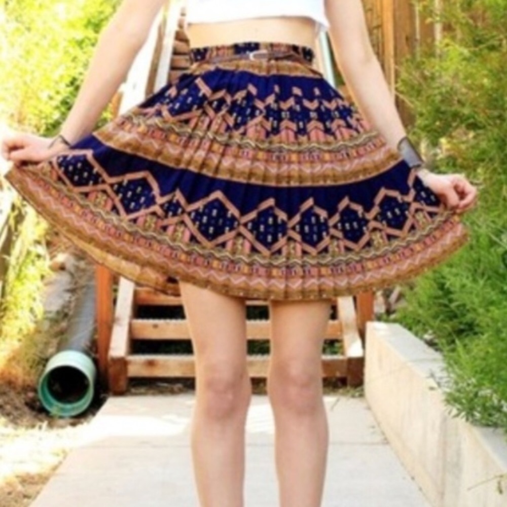 Anthropologie Geometric Pleated Skirt